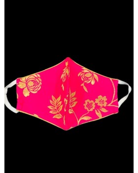 Floral pink Color Brocade Face Mask